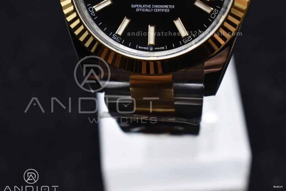 1:1 Oyster YG Bracelet Edition Best Clean SS Black Stick on 126333 41 VR3235 Steel Dial DateJust 904L 0512